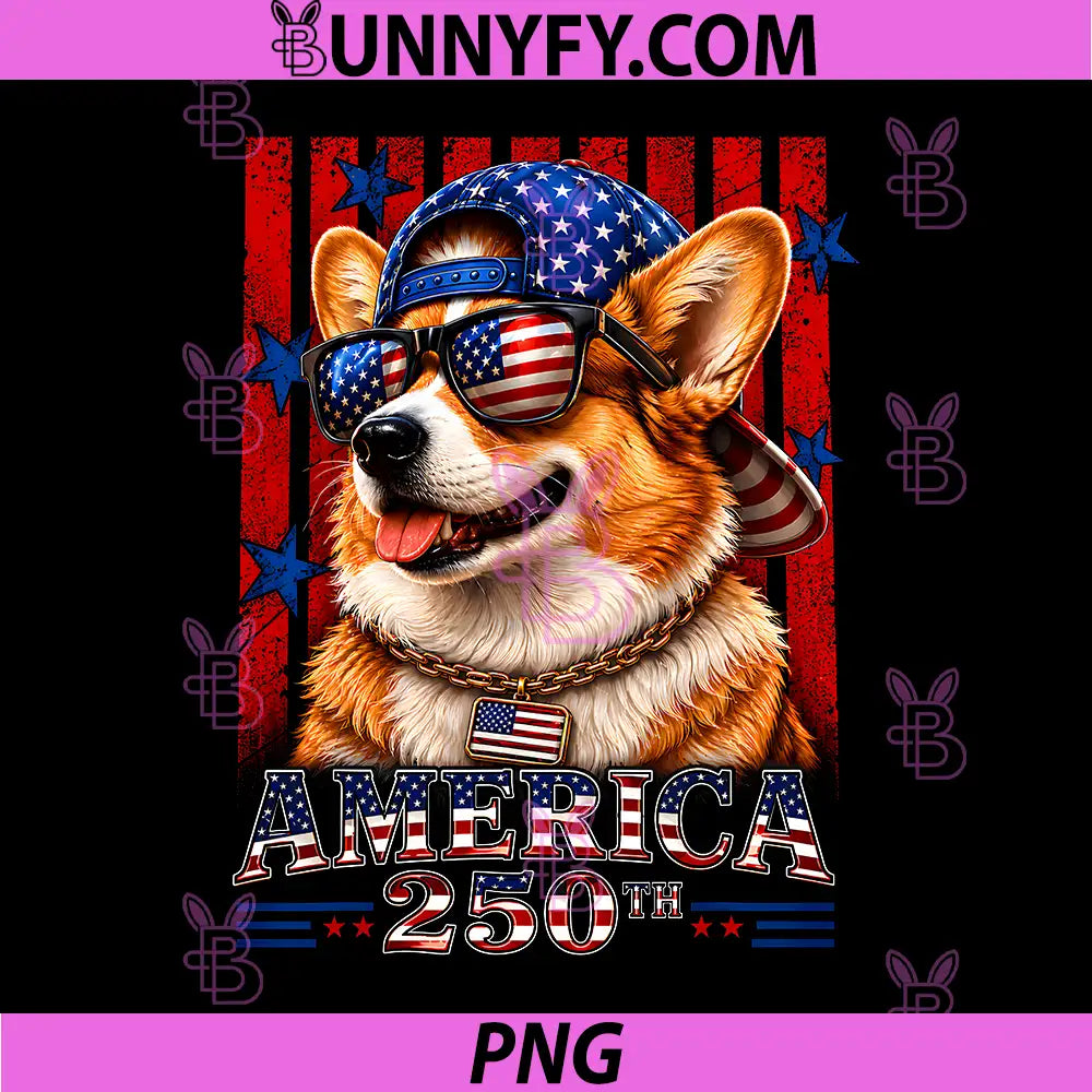 Corgi America 250th Funny PNG, Patriotic Dog USA Flag Dog Lovers PNG