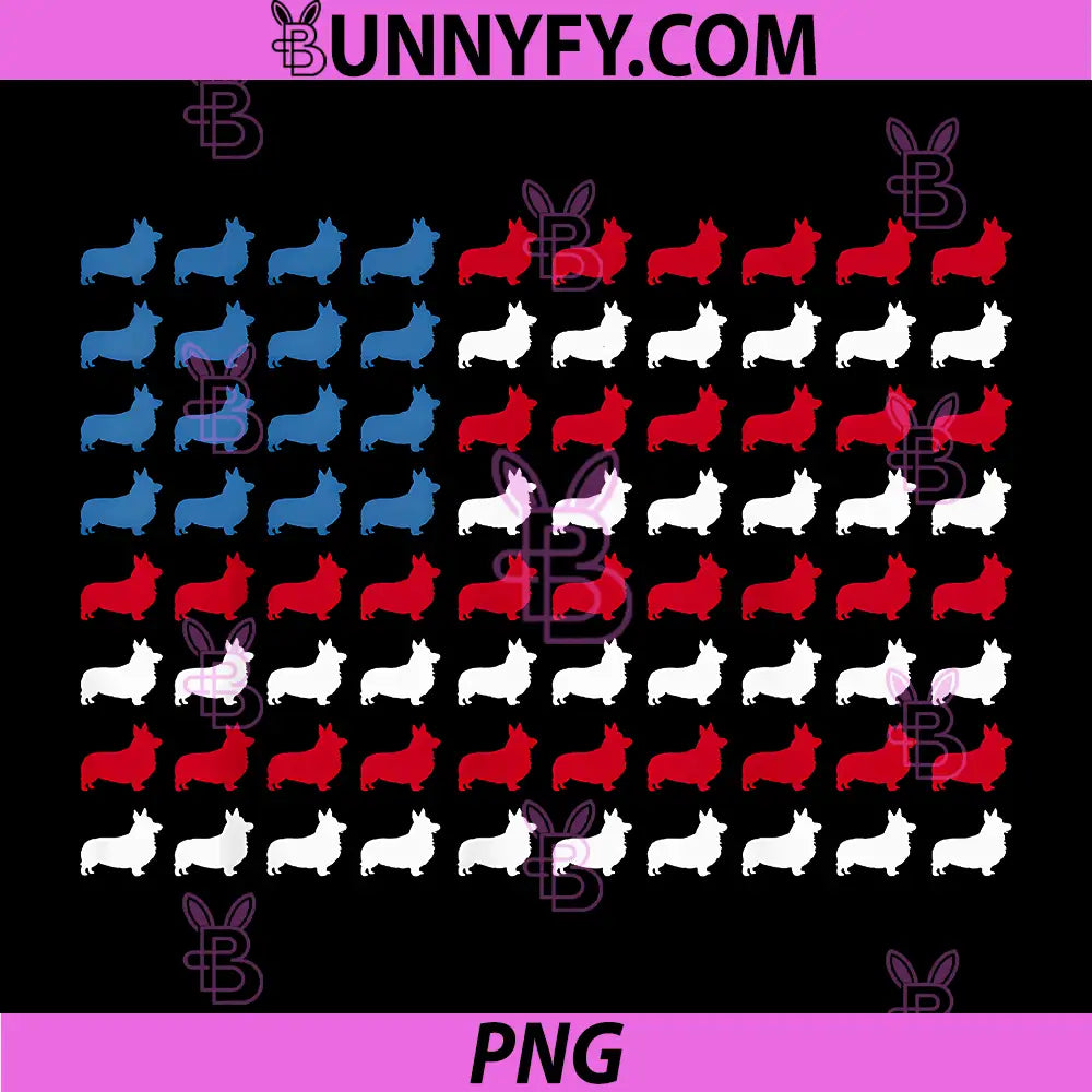 Corgi Patriotic America Flag PNG, Funny Dog Lovers 4th of July PNG
