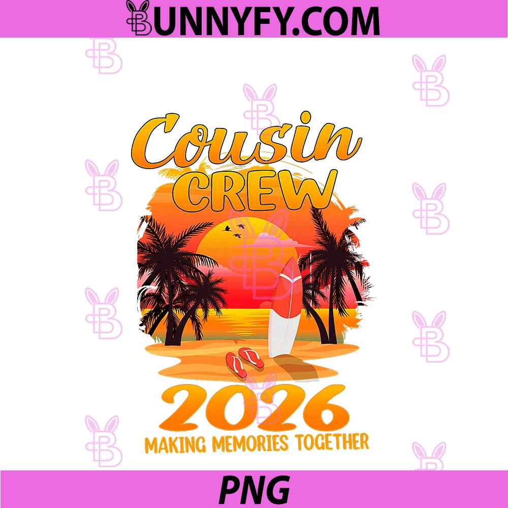 Cousin Crew 2026 PNG, Making Memories Family Squad Reunion Trip PNG
