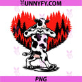 Cow Walking in Hearts PNG, Forest Graphic Cow Lovers PNG