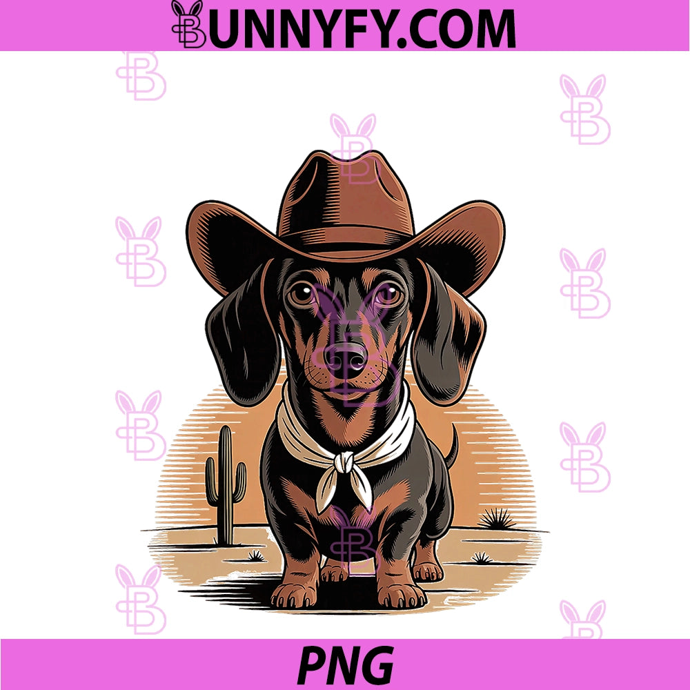 Cowboy Dachshund Western PNG, Desert Wiener Dog Ranch PNG