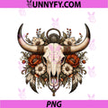 Cowboy Longhorn Bull Skull PNG, Wildflower Ranch PNG