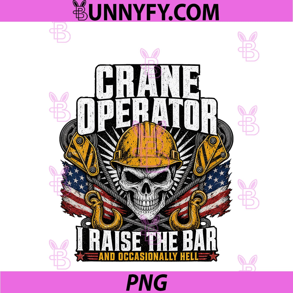 Crane Operator PNG, Skull Hard Hat American Flag PNG