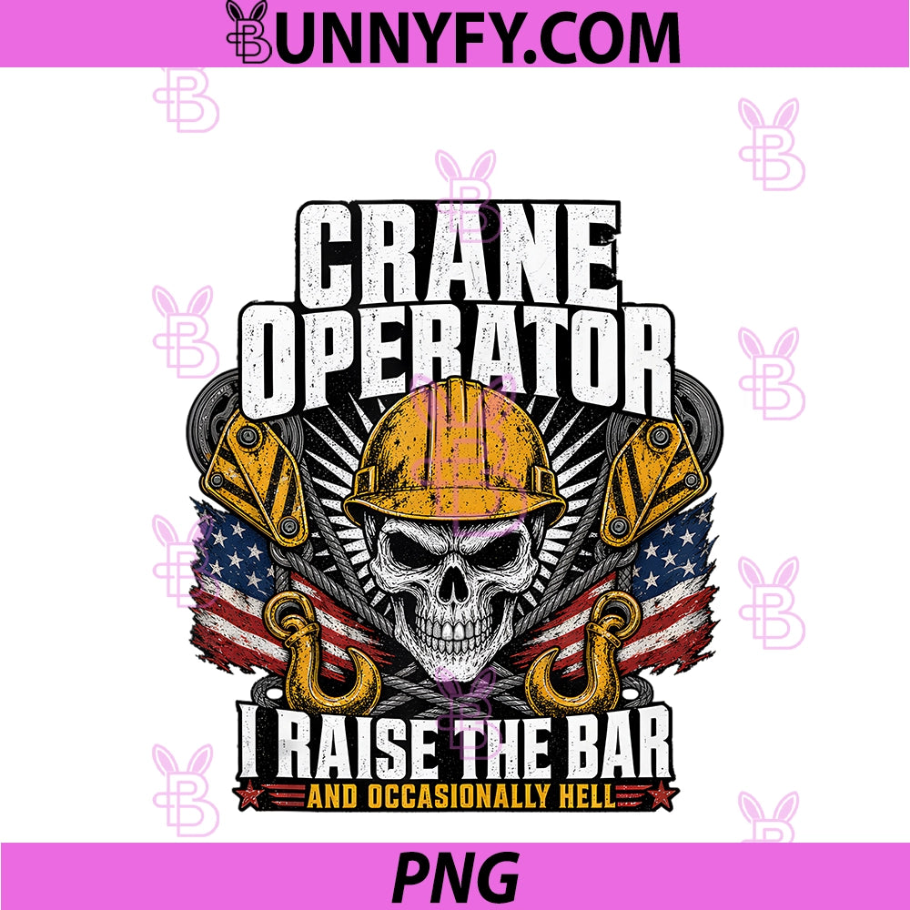 Crane Operator PNG, Skull Hard Hat American Flag PNG
