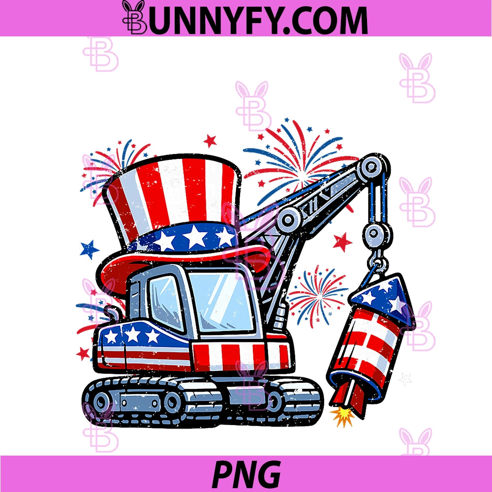 Crane Truck Firecrackers PNG, 4th Of July PatrioticPNG