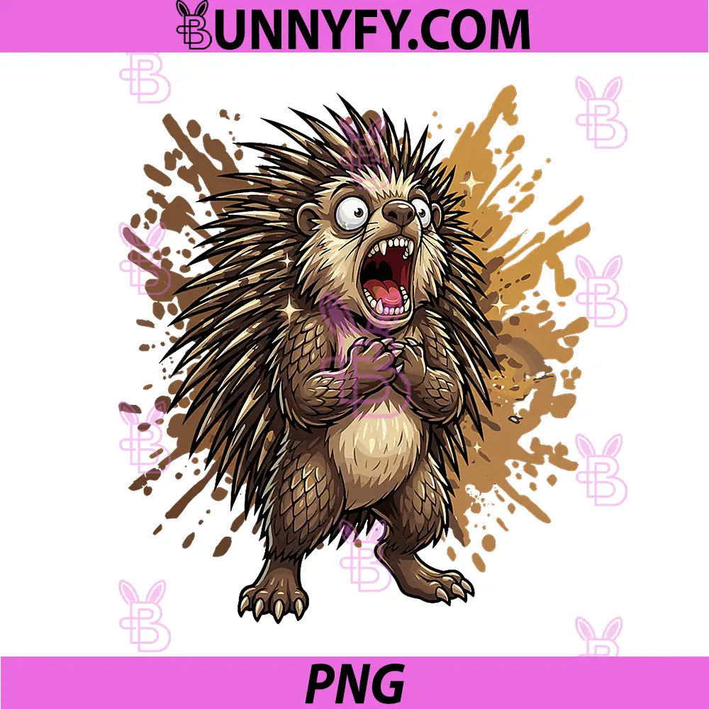 Crazy Screaming Hedgehog PNG, Funny Porcupine Cartoon PNG