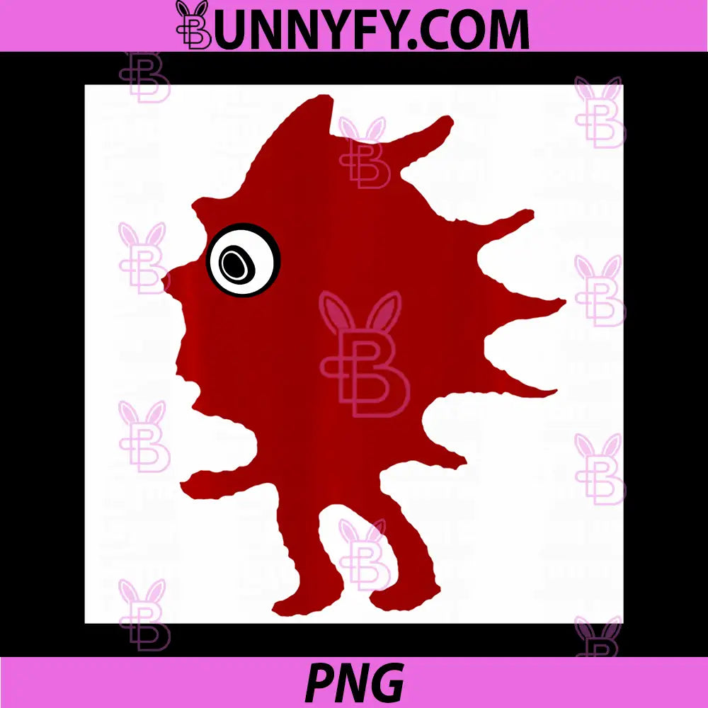 Red Ink Monster One Eye Cartoon PNG, Abstract Blob Creature Minimal Design PNG