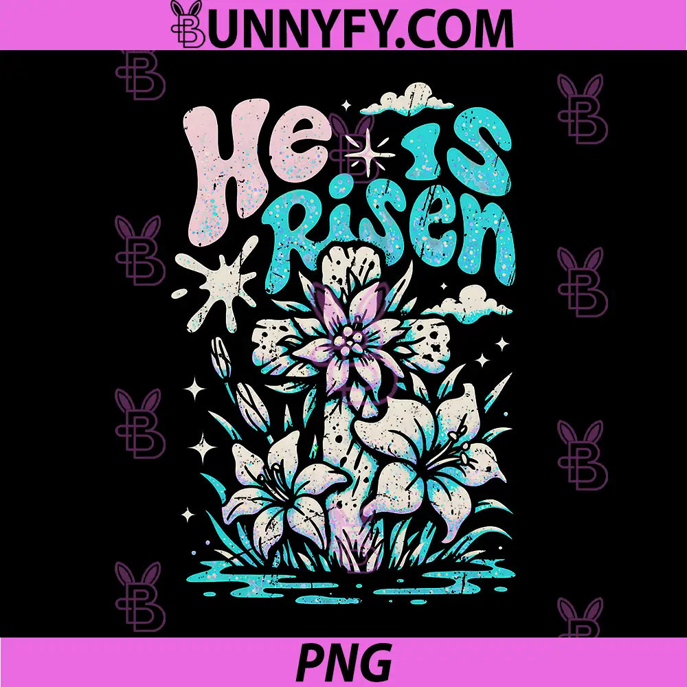 Cross He is Risen PNG, Jesus Religious Easter Christian PNG