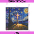 Cross Van Gogh Style PNG, Starry Night Art Christian Faith Jesus PNG