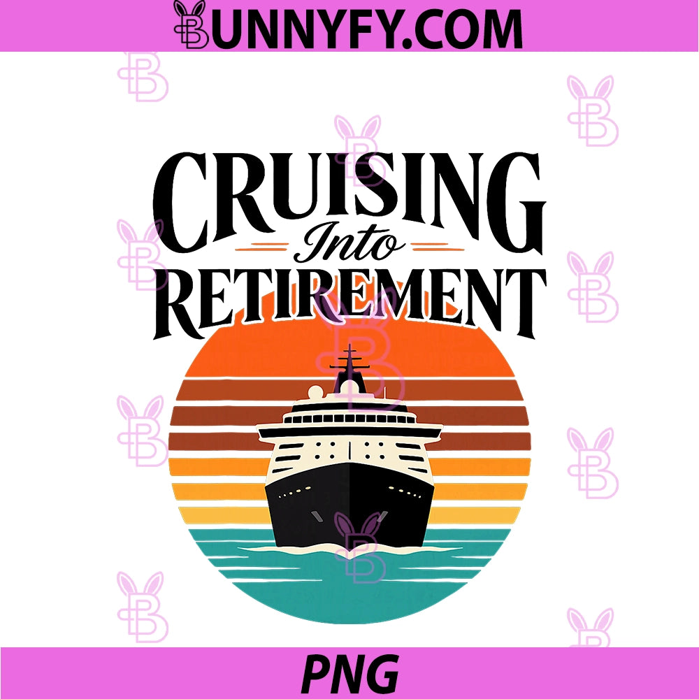 Cruising Into Retirement PNG, Vintage Cruise Ship PNG