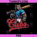 Cubs Bear Baseball Warrior Art PNG, Retro Cubs Mascot Power Design PNG