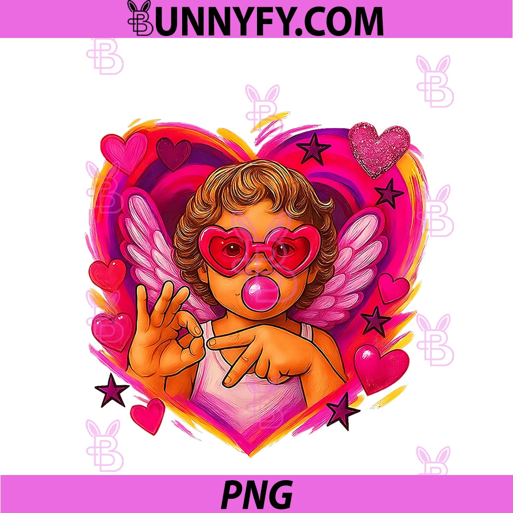 Cupid Says Six Seven Hands PNG, Funny 67 Valentines Day PNG