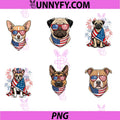 Cute Pug USA Flag Sunglasses PNG Bundle, 4th of July PNG