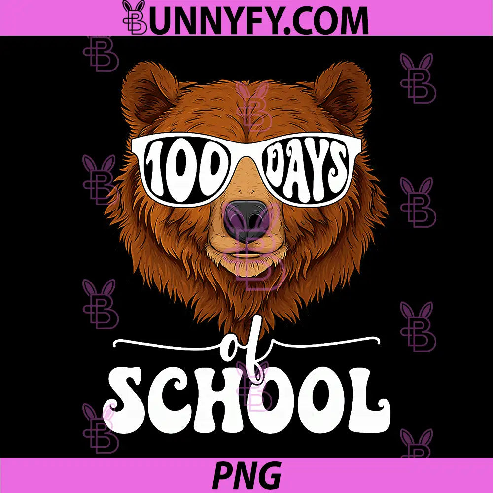 Cute 100 Days of School PNG, Bear 100th Day of School PNG