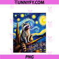 Cute Adorable Raccoon PNG, Van Gogh Starry Night Inspired Art PNG