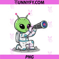 Cute Alien Astronaut PNG, With Space Telescope PNG
