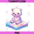 Cute Arctic Bear On Pastel PNG, Rainbow Ice Blocks PNG