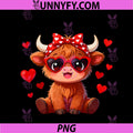 Cute Baby Highland Cow Valentines Day PNG, Funny Heart Sunglasses PNG