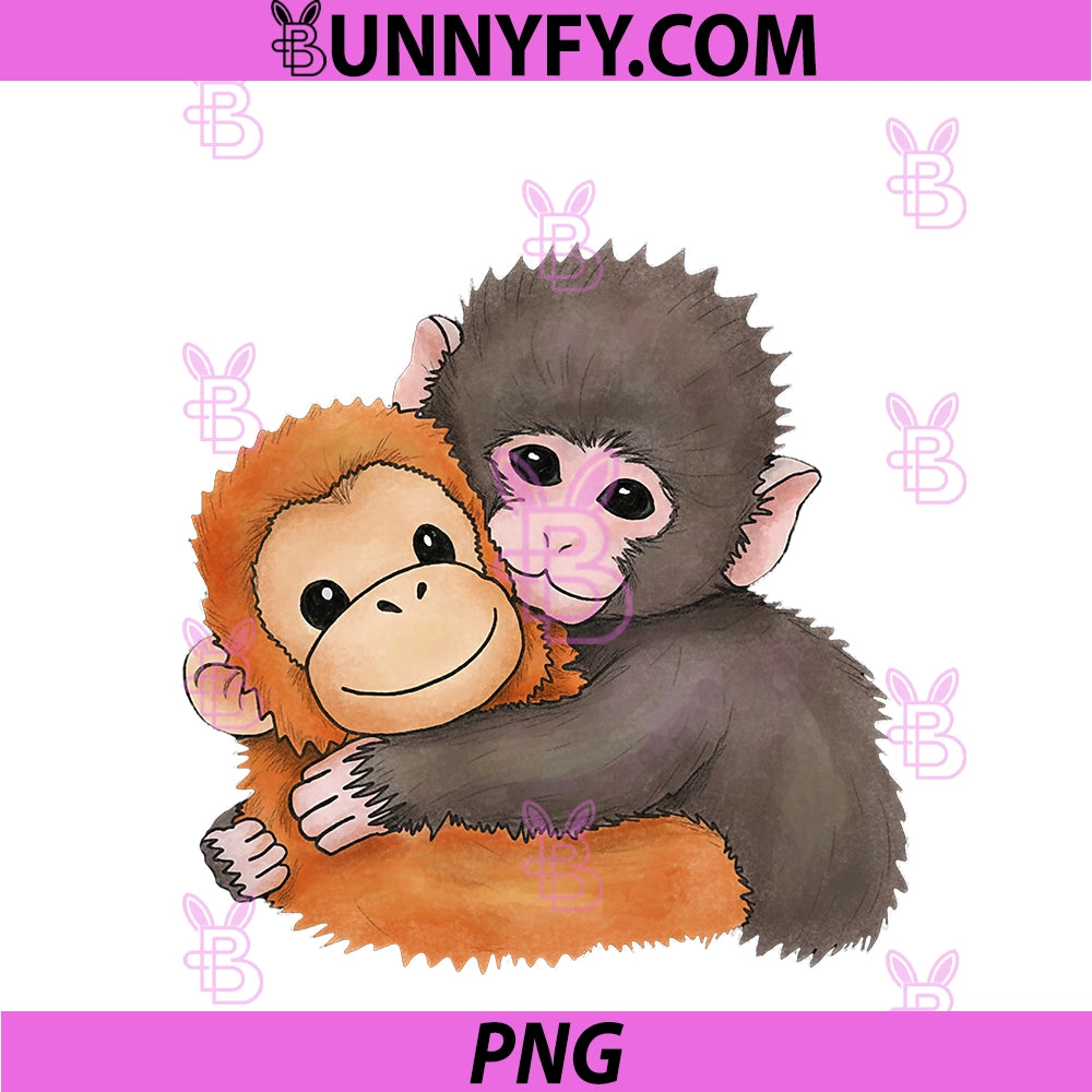 Cute Baby Monkey Named PNG, Punch Plush Hugging PNG