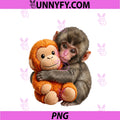 Cute Baby Monkey Named Punch Plush PNG, Hugging Lover Monkey PNG
