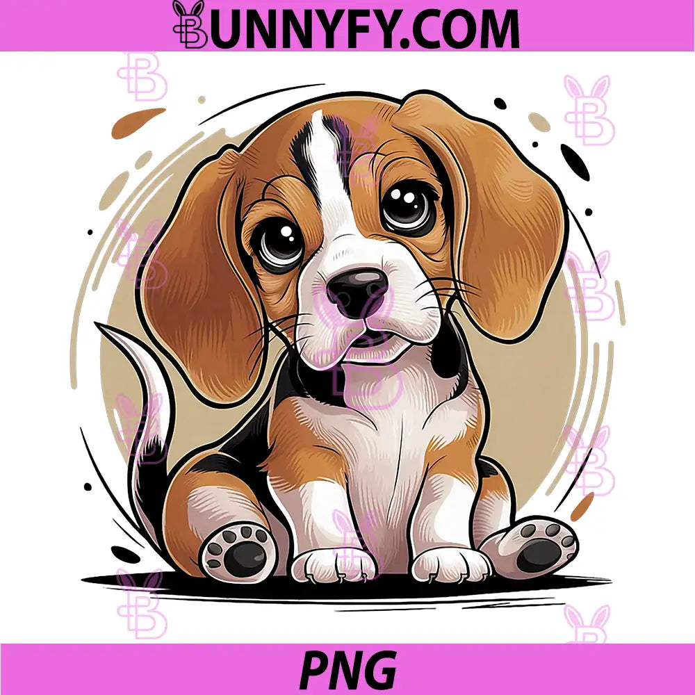 Cute Beagle Puppy Cartoon PNG, Dog Lover Kawaii Pet Design PNG