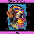 Cute Beagle with Sunglasses Sunset PNG, Beach Tropical Dog Summer PNG