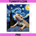 Cute Bearded Dragon Van Gogh PNG, Starry Night Inspired Art Performance PNG