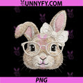 Cute Bunny Face PNG, Glasses Lace Bow Rabbit Easter PNG