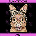 Cute Bunny Face PNG, Leopard Glasses Bow Rabbit Easter PNG