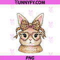 Cute Bunny Rabbit Face Leopard Coquette Bow PNG, Glasses Easter PNG