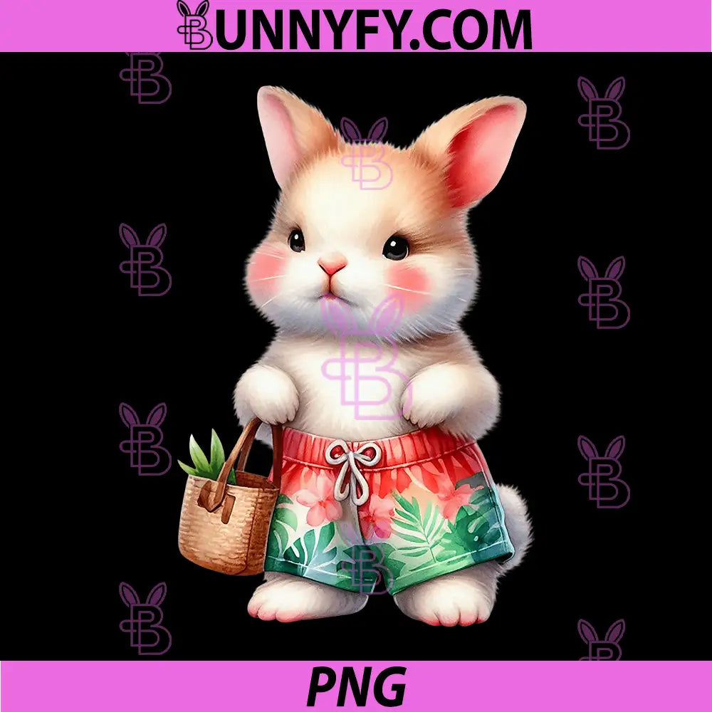 Cute Bunny Tropical PNG, Swim Summer Vacation PNG