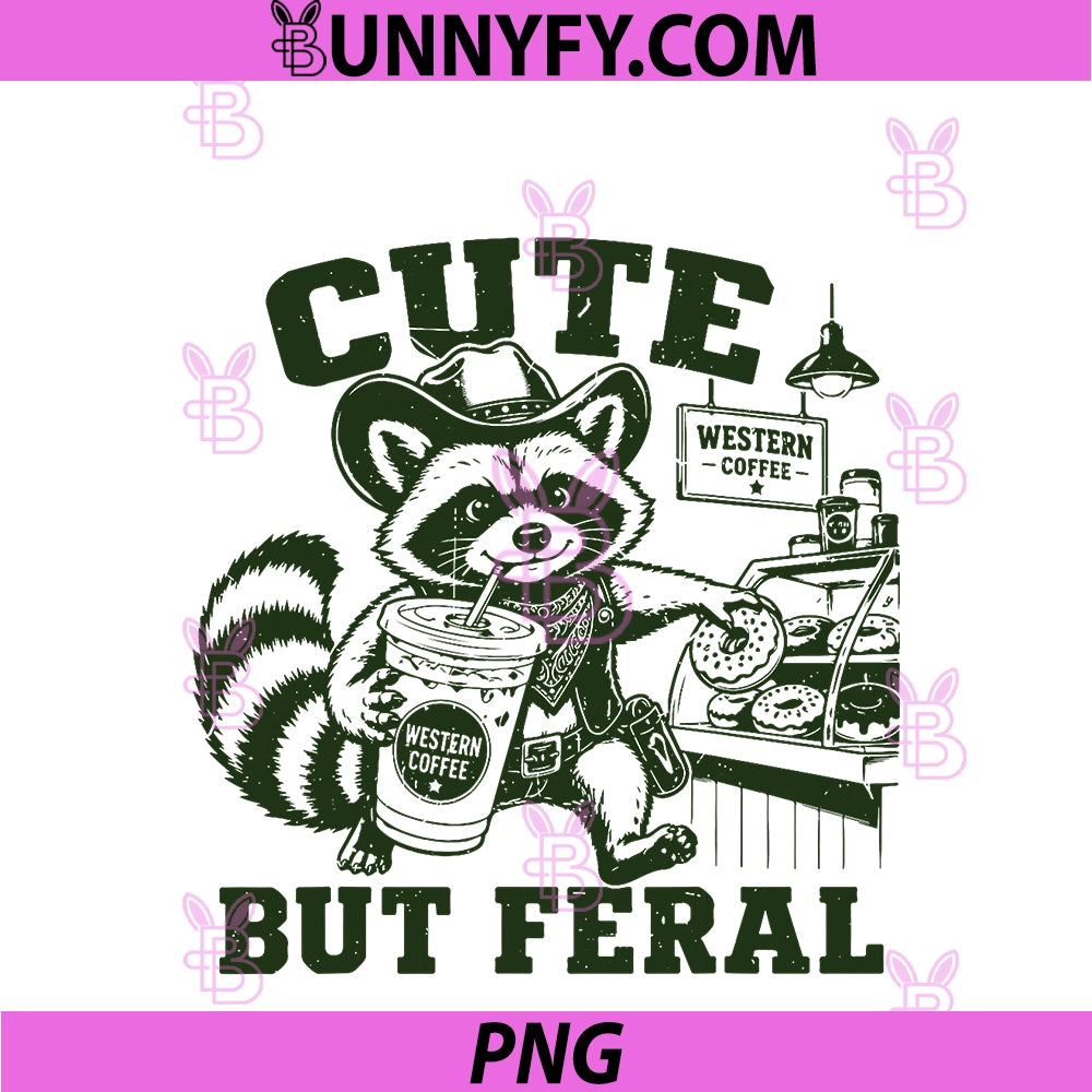 Cute But Feral PNG, Raccoon Drinking Iced Coffee Vintage Retro PNG