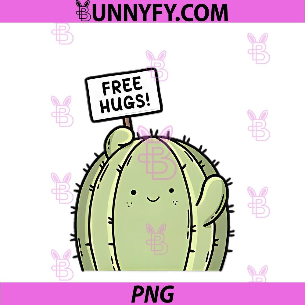 Cute Cactus Hugs PNG, Funny Plant Lover PNG