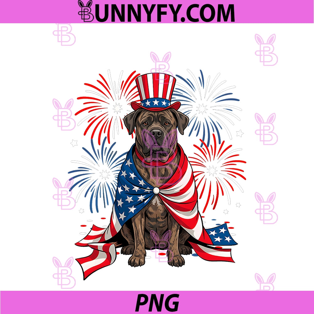 Cute Cane Corso Dog USA American Flag PNG, Patriotic 4th Of July PNG