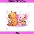 Cute Capybara Boba And Axolotl PNG, Ramen Kawaii PNG