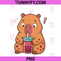 Cute Capybara Drinking Boba Tea Kawaii PNG, Funny Capybara PNG