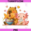 Cute Capybara Ramen and Axolotl PNG, Boba Kawaii PNG