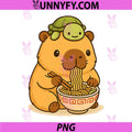 Cute Capybara And Turtle PNG, Eating Ramen Kawaii Capibara PNG