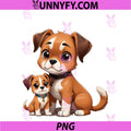 Cute Cartoon Boxer Dog And Puppy PNG, Pet Lover Design PNG