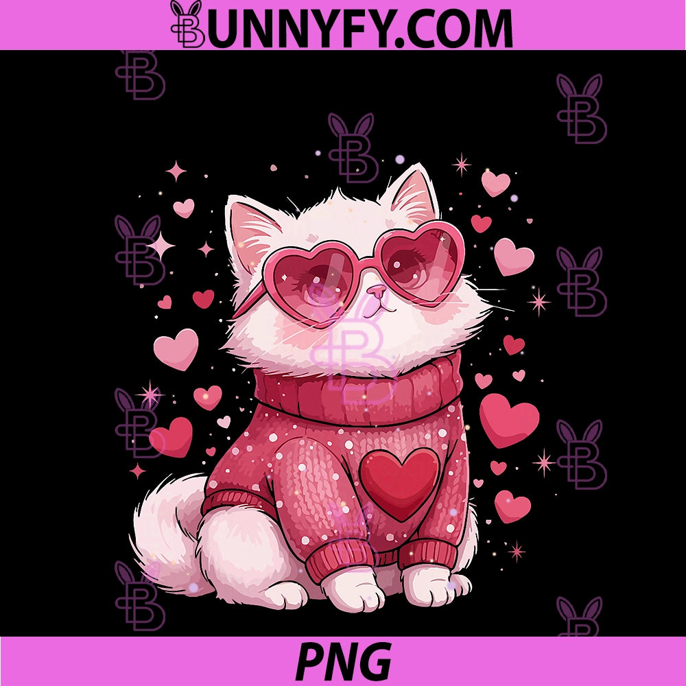 Cute Cat Heart Love PNG, Valentine Pet Animal Lover PNG