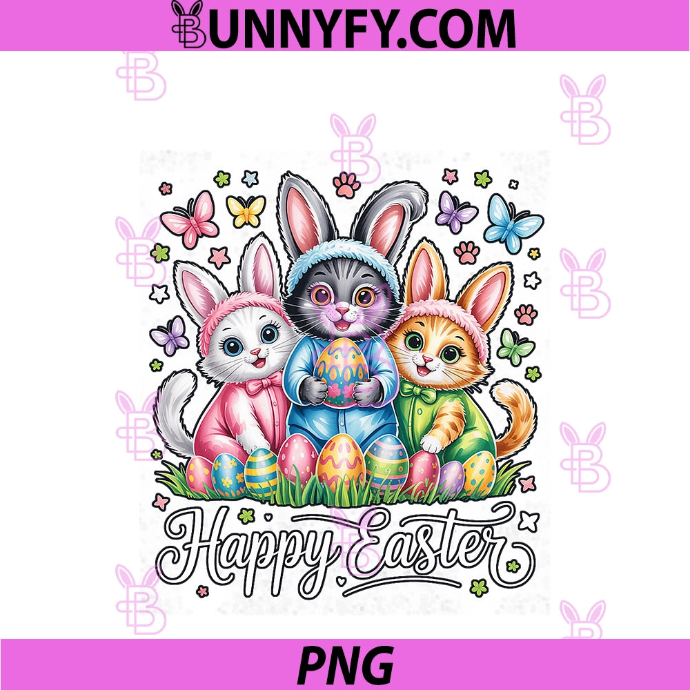Cute Cat Lover PNG, Bunny Happy Easter PNG