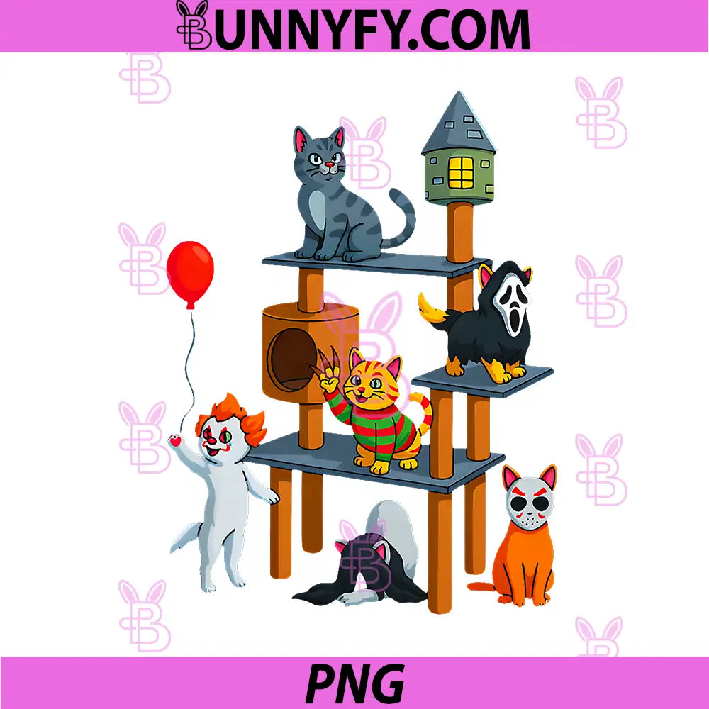Cute Creepy Cat Horror PNG, Movie Design for Halloween PNG