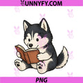Cute Dog Siberian Husky PNG, Reading Book Nerd PNG