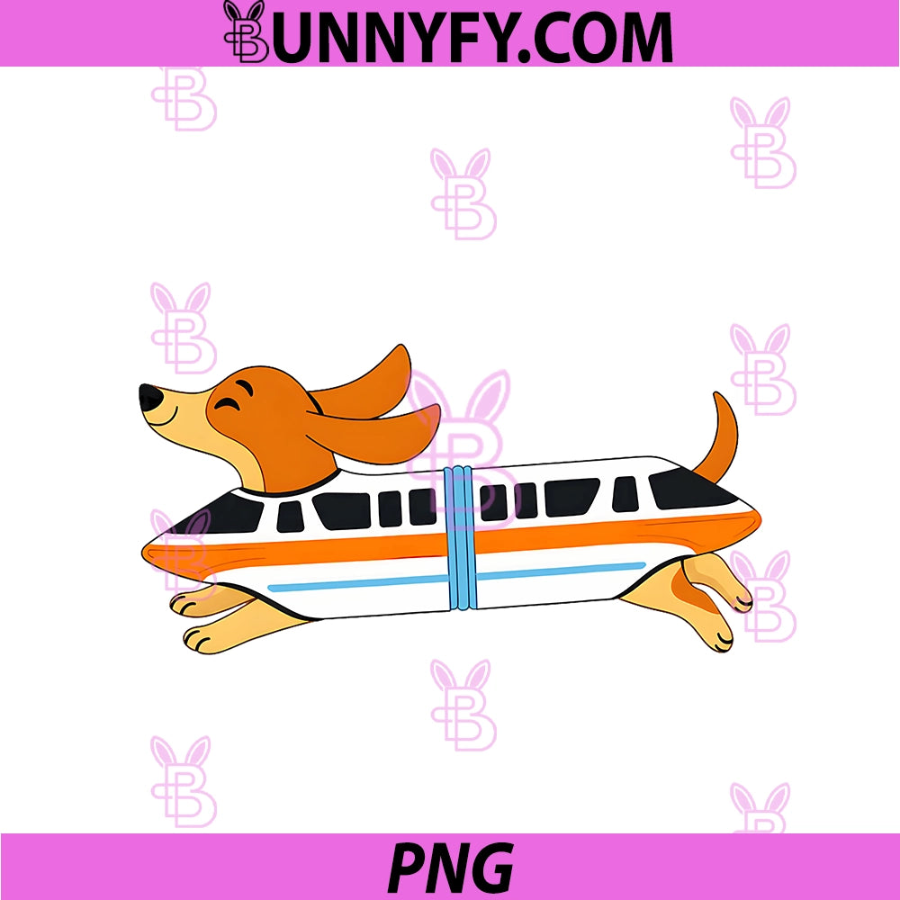 Cute Doxie Monorail Retro PNG, Theme Sausage Dog Dachshund Lover PNG