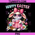 Cute Easter Bunny Girls PNG, Drinking Iced Coffee Bow PNG