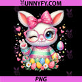 Cute Easter Bunny Pink PNG, Coquette Bow Rabbit Easter PNG
