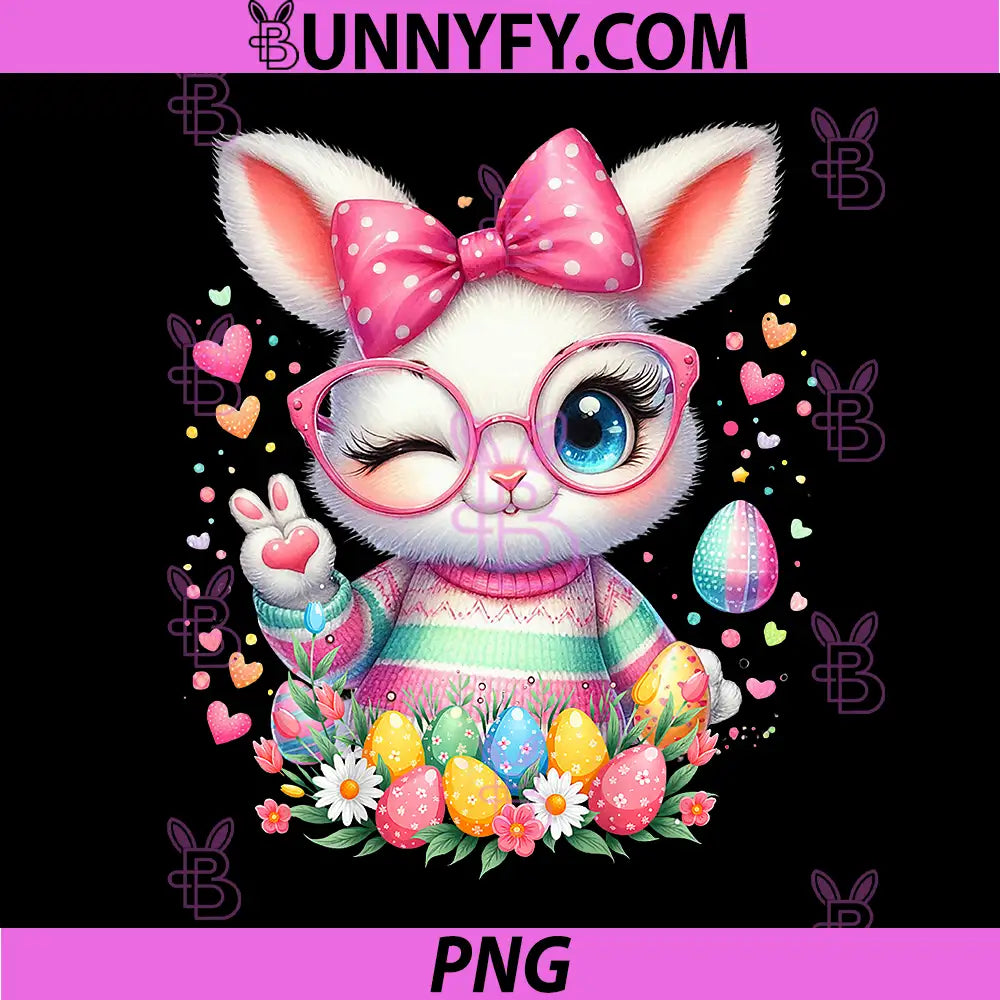 Cute Easter Bunny Pink PNG, Coquette Bow Rabbit Easter PNG