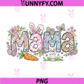 Cute Easter Mama Bunny Eggs PNG, Spring Flowers Mother or Mom PNG