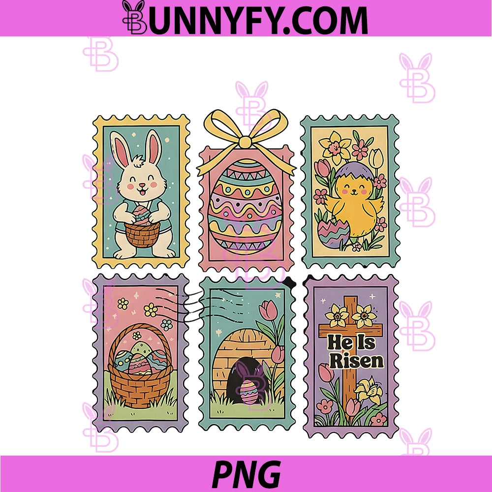 Cute Easter Rabbit PNG, Easter Bunny Stamp PNG