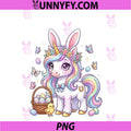 Cute Easter Unicorn PNG, Bunny Fantasy Easter Egg Hunt Girls PNG